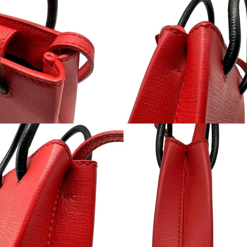 BALENCIAGA Handbag Shoulder Bag Leather Red/Black Women's z0358 - Picture 4 of 5